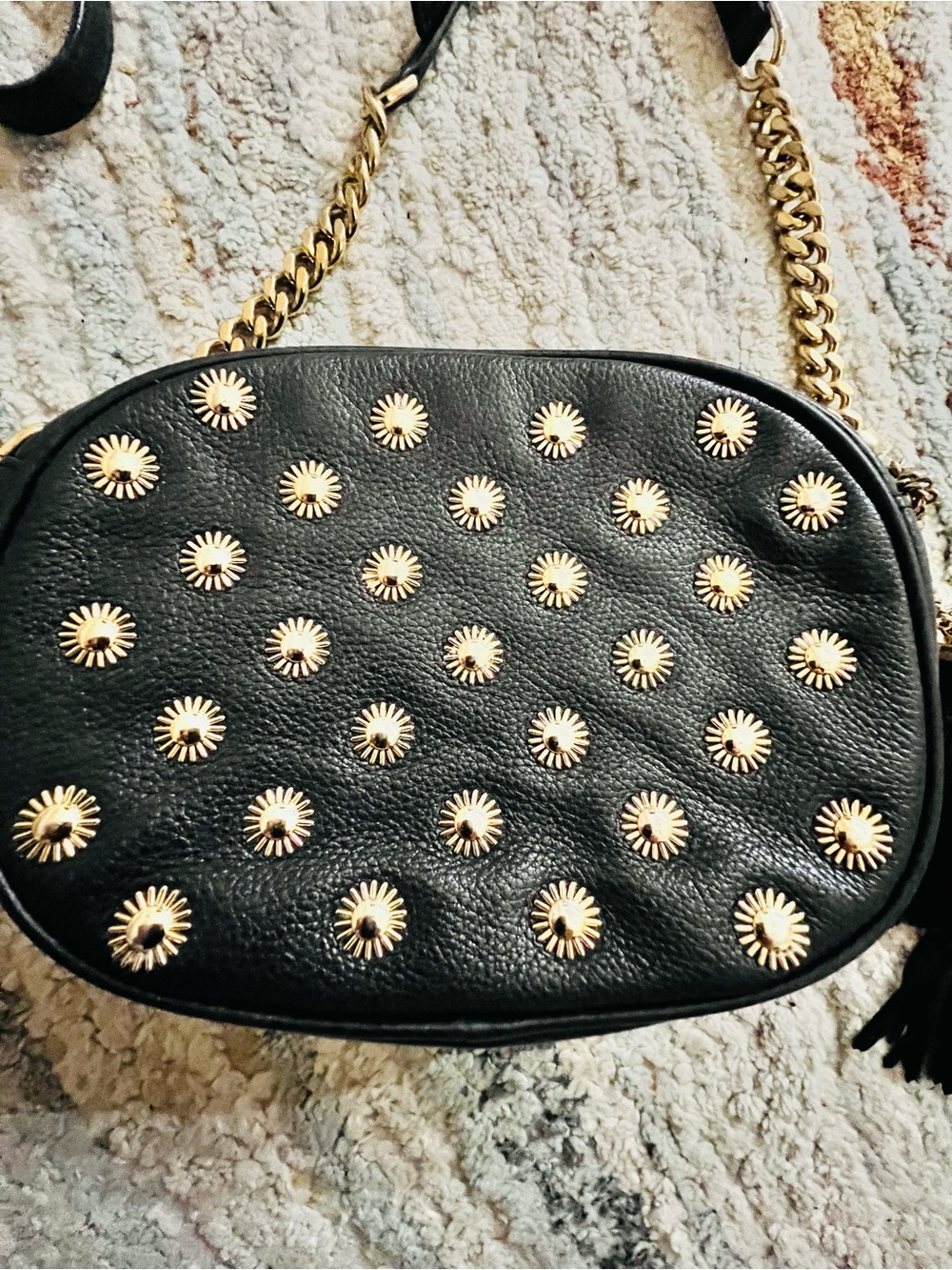 Michael Kors Ginny Studded Black Leather Crossbody - Picture 2 of 8